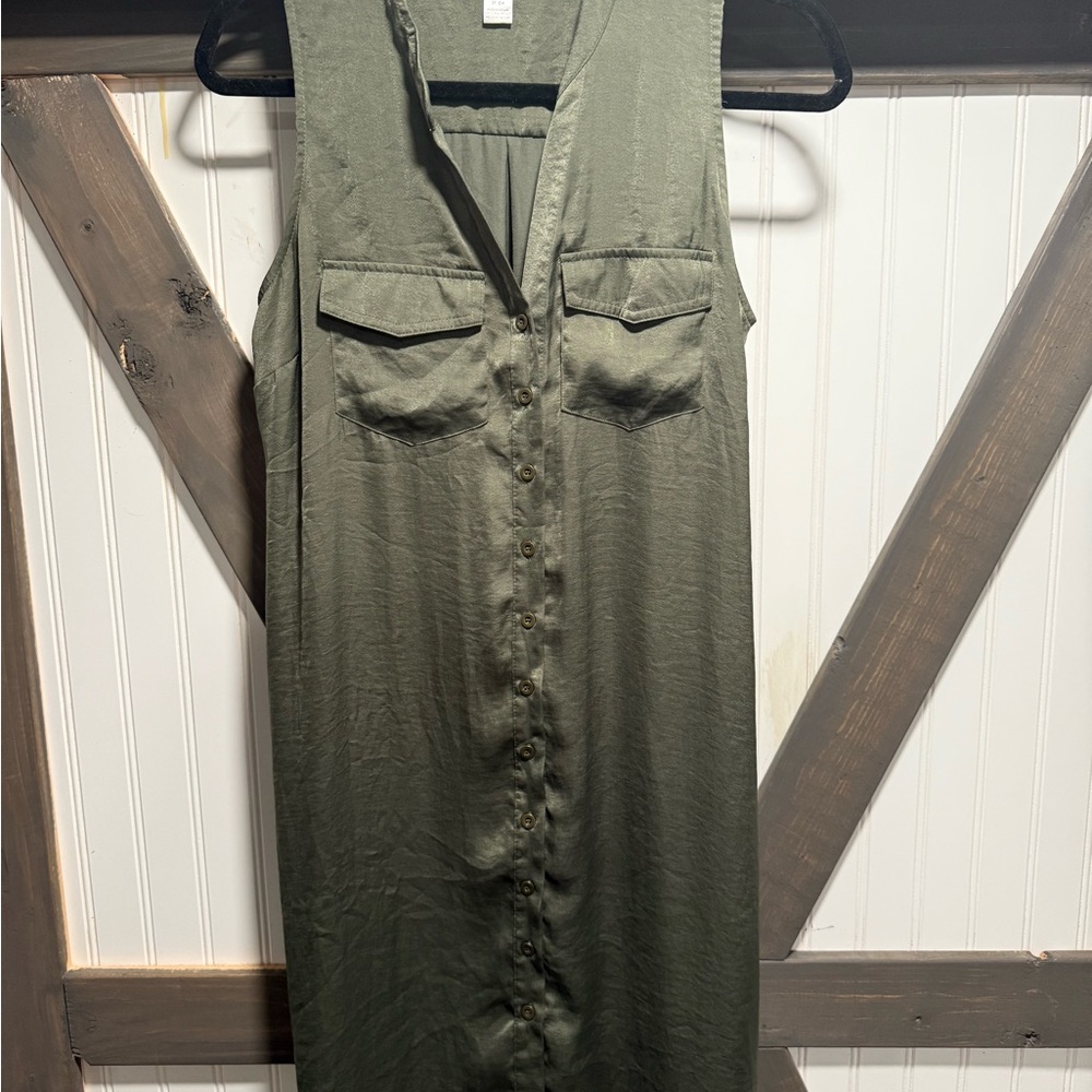 Motherhood Maternity Olive Green Button-Down Dress